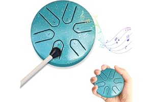 NEERIX Zungentrommel Steel Tongue Drum, Zungentrommel Tragbare Mini Trommel 3 Zoll 6 Töne Steel Tongue Drum, Tongue Drum Steel, Instrument Handpan Steel mit Schlägeln (Gruen)