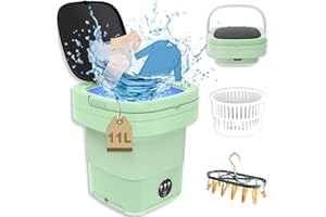 SULIAO Portable Washing Machine, 11L 2 in 1 Mini Washer Machine and Dryer Weighs 1.8kg, Foldable Small Smart Laundry Machine with 3 Cleaning Modes for Baby Clothes, Underwear, Camping, RV, Travel