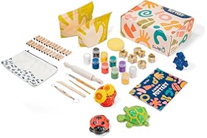 Sculpd Air Dry Clay Kit for Kids Age 7 8 9 - Includes Air Dry Modeling Clay, 10 Colors Paint Set, Paintbrushes, Sculpting Tools, Guide and More - Air Dry Clay for Kids Pottery with Art Accessories