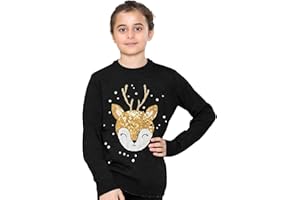 NOROZE Fille Noël 3D Pull Enfants Oiseau Renne Rétro Pullover Pull-Over