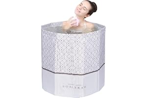 SINBIDE Bañera Plegable Portátil Gris 65x65x70cm - Bañera Ducha para Adultos en Interiores y Exteriores - Sin Instalación