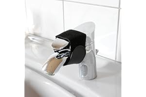 ‎HOBICHT HOBICHT- 2X Kindersicherung Wasserhahn Einhebelmischer elastischer Gurt mit Klettverschluss Anti-Rutsch Silikon Schutz Armatur Kindersicherung Küche Bad kindersicher Sicherheitsschutz (Schwarz, 30)