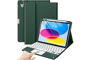 ProCase for iPad 11th / 10th Generation Case with Keyboard, Magnetically Detachable Wireless Keyboard with Multi-Touch Trackpad for iPad (A16) 2025 /10th Gen 2022 -Midnight Green