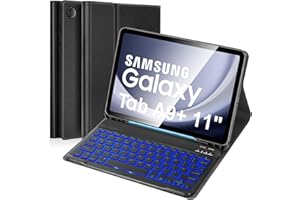 Nsyee Custodia con Tastiera Retroilluminata per Samsung Galaxy Tab A9+ 11 pollici 2023 (SM-X210/X215/X216/X218), Layout Italian, Cover con Tastiera Rimovibile per Tab A9 Plus 11", Nero