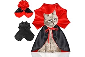 QKURT Halloween Pet Costume, Chats Vampire Cape, Costume d'halloween pour Animaux de Compagnie, Cape de Vampire de Cosplay pour Chiens et Chats, Costumes Halloween Chien Chat(Rouge, S)