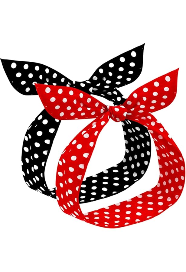 2 Bandeaux Cheveux Femme Style Rétro Années 40 - Foulard Rouge Et Noir, Réglable, Pour Sport, Fête, Quotidien