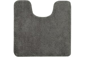 ALLURE BATH FASHIONS Allure Luxury Deep Pile Microfibre Pedestal Toilet Mat, Non-Slip, 50 x 50cm, Quick Dry & Easy Care (Charcoal Grey)