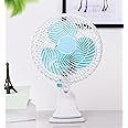 Lukzer 1Pc Table Clip Portable Fan Adjustable Corded Powered Personal Fan with Sturdy Clamp Quiet Desk Fan (33.5 x 22.5 x 21 cm, White)