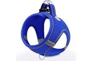 Joytale Harnais Chien, Réfléchissant Respirante Gilet Harnais pour Petit Moyens Chiens, M, Bleu Marin