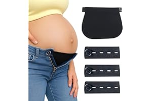Huybaa 4 Stück Hosenerweiterung Schwangerschaft mit Knopfverlängerung Set, Hosenbunderweiterung Damen für Jeans & Hosen bei Gewichtsschwankungen (Schwarz)