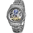 FORSINING Men's Skeleton Engraving Watch Automatic Watch for Men Moon Phase Self Winding Wrist Watch