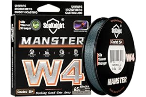 SeaKnight W4 Linea Intrecciata 4 Trecce 300M/500M Super Liscia PE Multifilamento per Carpa, Doppio Rivestimento Anti-UV/Acqua Salata per Pesca in Mare 15-100LB