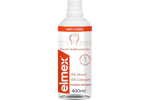 ELMEX - Bain de Bouche elmex Anti-Caries - Reminéralise et aide à protéger contre les caries - Rafraîchit l'haleine - 400 ml