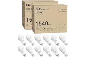 GY E27 LED Ultrahelle Energiespar Glühbirne, 14W Glühbirne E27, Ersetzt 100W lampe, A60 LED Birne 1540LM, 3000K Led Warmweiss, 280° Abstrahlwinkel Energiesparlampe, Nicht Dimmbar, 12 Stück