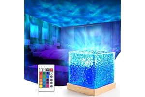 BIRBANN Projecteur Aurore Boréale, Lampe De Projecteur Vague Ocean Rotatives, Lampe À Vagues D'eau Dégradées 16 Couleurs (avec Télécommande), Pour Chambre À Coucher, Chambre D'enfant, Fête, Salle De Jeux