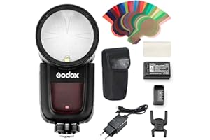 Godox V1-N Round Head Camera Flash TTL 2.4G HSS Speedlight for Nikon DSLR Cameras for Nikon D800 D700 D7100 D7000 D5200 D5100 D5000 D300 D300S D3200 D3100 D3000 with Lithium Battery