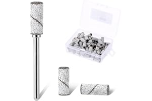 AIYORSE 80 Pcs Nail Drill Bit Small Sanding Bands for Nail Drill, Nails Sanding Drills Bits Set with 5.2mm Mini Mandrel Bit 180 Grit Sand File for Nails Tech Must Haves (White)