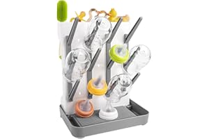 RUACDIQ Supporto a secco per biberon, verticale, per asciugacapelli, salvaspazio, per biberon e accessori per neonati (grigio)