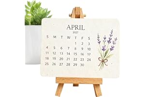 Planterbar månadskalender 2027, pappersskrivbordskalender, 12 x 9 cm, 1 set | Ekolokalender 2027, papper, 12 x 9 cm, 1 set med stativ; för kontor, kök, hem, trädgård; miljömedvetna vuxna, lärare.