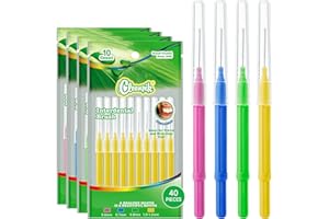 Annauiy 40 Piezas Cepillos Interdentales-10 Unidades por Paquete (0,6/0,7/0,8/1,0 mm),Cepillos Interdentales para Una Higiene Bucal Limpia,Eliminan Eficazmente los Restos de Alimentos y la Placa