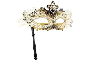 Hoshin Masquerade Mask with Stick, Mardi Gras Deecorations Venetian Masks for Womens