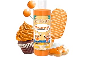 ‎FIDTON Lebensmittelfarbe Flüssig 160 ml - Fidton Große Kapazität Hochkonzentrierte Food Coloring für Tortendekoration, Flüssige Lebensmittelfarbe für Fondant, Makronen, Donut, Muffins - Orange