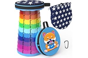 LOCYOP Sgabello pieghevole portatile con cuscino, sgabello telescopico con motivo sgabello retrattile di seconda generazione sgabello da campeggio per adulti maxi carico 200kg, 25x25x45 cm