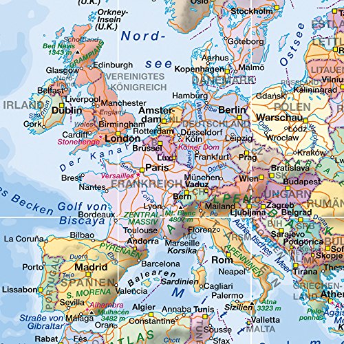 Landkarten Giant XXL Poster – Weltkarte mit Flaggen deutsche Version – Bildungsposter 1:30 Mio. – 140×100 cm – World Map with Flags german Version - 3