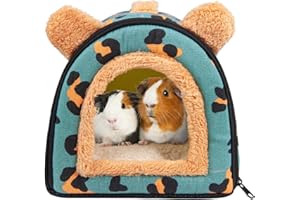 Pantula Guinea Pig Bed House - Cave Cozy Large Hamster Small Animal Beds Hideout with Removable Pad for Hamster Rabbit Hedgehog Chinchilla Bearded Dragon and Ferret (Blue Leopard)