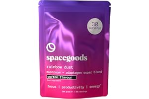 SPACE GOODS Spacegoods Rainbow Dust 240g | 30 Servings | Flavoured Mushroom Coffee | 120mg of Natural Caffeine | Lions Mane, Chaga, Ashwagandha & Vitamin B5| Sharper Focus, Energy & Calm | Coffee