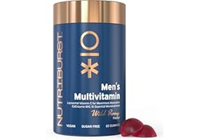 Nutriburst Men’s Multivitamin - Immune System & Mental Performance - Contains 16 Micronutrients; B2, B3, B5, B6, B12, A, C, D - Vegan Sugar Free Supplement - 60 Berry Gummies - 1 Month Supply