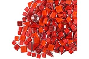 BTMIEY Carreaux de mosaïque en cristal irrégulier, 500 g - Couleur petites particules - Pour loisirs créatifs et enfants - Matériaux décoratifs faits à la main (série rouge)