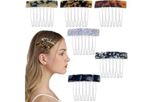 ASWEWAMT 6 Pcs Acetate Exquisite Hair Side Combs Small Seven-tooth Decorative Hair Combs Vintage Elegant French Side Combs Hair Jewellery Accessories for Women and Girls