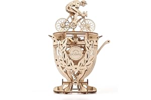 UGEARS Automaton Cyclist Puzzles 3D - Cadeau Fête des Pères Kits de Modèles en Bois pour Adultes à Construire - Classic Tour De France Cup Bicycle Puzzle en Bois - Puzzles 3D en Bois pour Adultes
