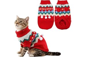 Himissy Pull Chaud pour Chat, Chaton, Sphynx Vetement, Pull Noel Petit Chien, Tenue Hiver pour Chat et Chien Petite Taille, Vetement pour Chats (F, S)