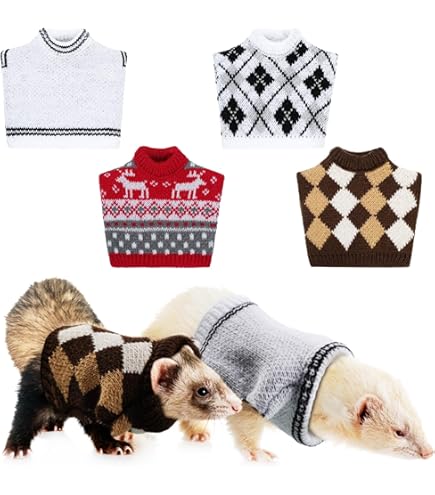 Weihnachtskaromuster Kleidung Für Meerschweinchen & Kleintiere – Warmes Fleece-Kostüm Mit Fliege, 2er-Set