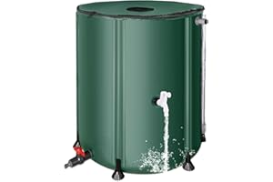 MATALDE Collapsible Rain Barrel Water Collection System - 380L Portable Water Storage Tank,Foldable Rainwater Collect System Downspout, Water Catcher Container with Filter, Spigots＆Overflow Kit,Green