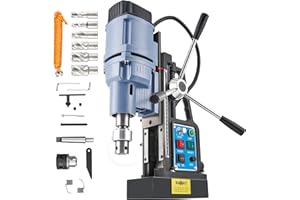 ZELCAN Magnetbohrmaschine 1550W Standbohrmaschine 13900N Tischbohrmaschine 650 RPM 50mm Max. Bohrdurchmesser mit 6 Bohrer HSS 12-27mm mit Variabler Geschwindigkeit für Oberfläche Heimwerk Industrie