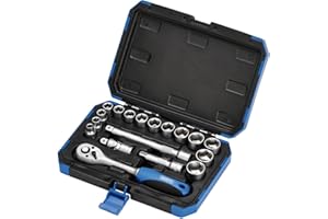 Draper Expert 18 Piece Metric Socket Set | Ratchet Tool and Case | 3/8" Square Drive | HI-TORQ MM/AF Sockets | DIY Home Professional and Car Kit |Hand Tools | 16359