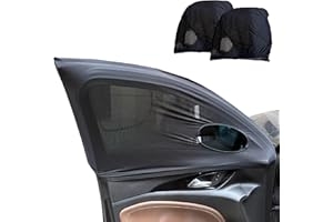 Car Front Window Shades, OUTTDID 2 Pack Side Window Sun Shades, Car Heat and UV Protection Stretchy Mosquito Net Cover Fit Cars SUVs - Up to 80x126cm