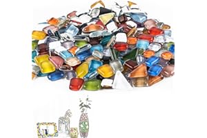 DERJDISF Cristales para Manualidades - Azulejos de Mosaico de Cristal de 400g Colores Mezclados, Pequeños Mosaicos para Manualidades, Decoración del Hogar, Proyectos de Arte
