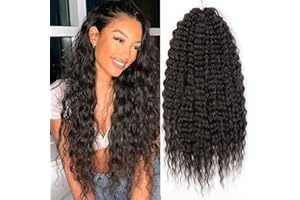 PORSMEER 50 cm, 3 opakowania, ciemnobrązowe włosy do loków motyli, szydełkowane, czeskie, fale, kręcone, przed-pętelki, syntetyczne przedłużenie włosów dla kobiet