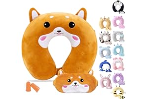‎CIRORLD Cirorld Nackenkissen Kinder Memory Foam Tier Reisekissen Flugzeug Niedlich Kinder Reisekissen U-förmiges Memory Schaum Nackenkissen Erwachsene für Auto Zug (Hund, 9-12 Jahre alt)