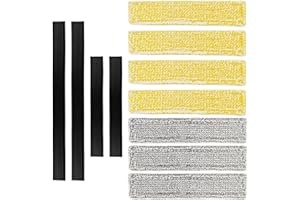 WEFINEST Fenstersauger Zubehör für Kärcher WV2 WV5, 7 Stück Ersatz-Reinigungstuch-Pads Und 4 Gummilippe Abzieher, Mikrofaser Wischbezug Fenstersauger Zubehör Mikrofaser-Wischbezüge, Mikrofaser-Wischbezüg