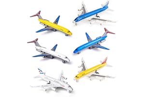 AtomDream Tech Pull Back Aeroplane Toys 6 Pack - Jumbo Aviation Play Set with 6 Die-Cast Planes, STEM Bulk Toys for Daycare Centers & Birthday Party Favors, Kids Educational Vehicles Ages 3-6