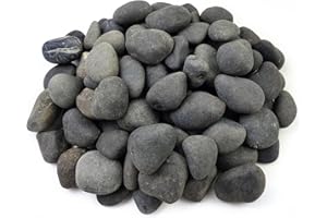 FANTIAN 20 lbs Black Stones for Garden,4-6 cm Large Natural Beach Cobbles. Decorative Black Pebbles for Plant Pots, Ponds, Water Features, Aquarium, Borders and Ground Cover