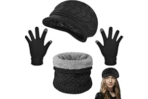 UMIPUBO Women Winter Knitted Hat and Scarf Set Ski Outing Set Plush Ear warmers Scarf Beanie Hat and Touch Screen Gloves Earmuffs Stockings Set for Outdoor Sports