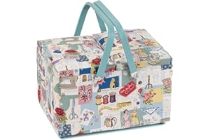 Hobby Gift Nähkästchen, groß, Doppeldeckel, Retro nähen