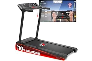 YM Tapis Roulant Elettrico Pieghevole Fino a 16 kmh/, Brand Italiano, Inclinazione, APP Interattive Kinomap Zwift Bitgym, Salvaspazio, Sensori Cardio, Salvaspazio, 12 Programmi, NEXT 4000 Your Move