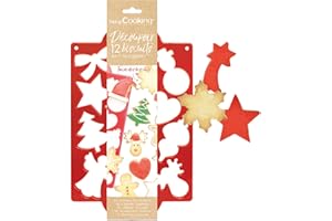 SCRAP COOKING ScrapCooking - Plaque Découpoir Biscuits de Noël - Avec 12 Formes Emporte-pièces pour Sablés, Biscuits, Décoration - Moule Pâtisserie en Plastique - Rouge - 2070